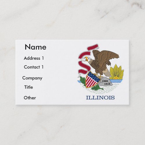 Business Card with Flag of Illinois USA