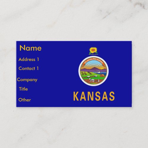 Business Card with Flag of Kansas USA