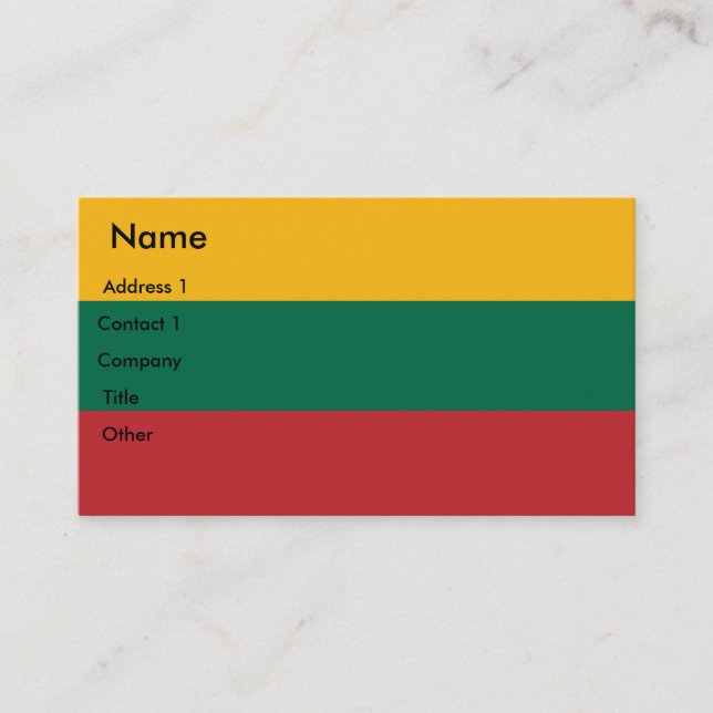 Business Card with Flag of Lithuania (Front)