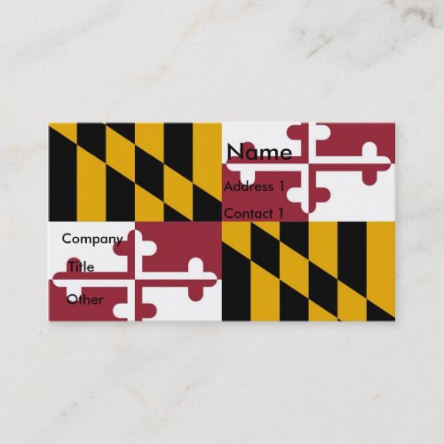 Business Card with Flag of Maryland USA