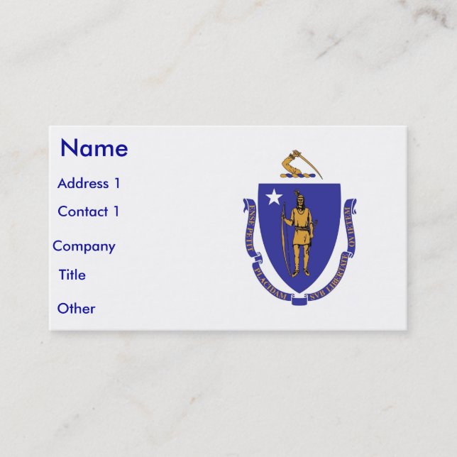 Business Card with Flag of Massachusettes, U.S.A. (Front)