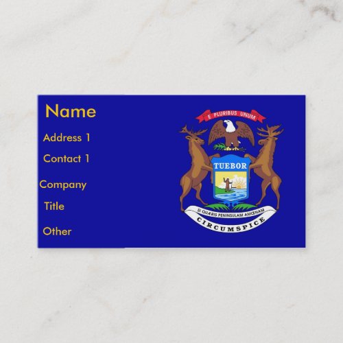 Business Card with Flag of Michigan U.S.A.
