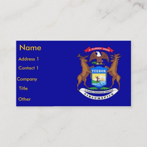 Customizable Business Card with Flag of Michigan U.S.A.