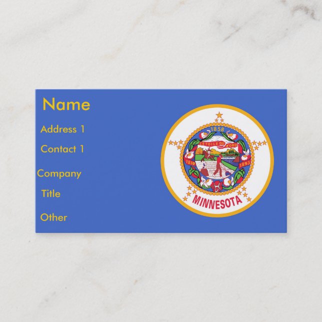 Business Card with Flag of Minnesota U.S.A. (Front)