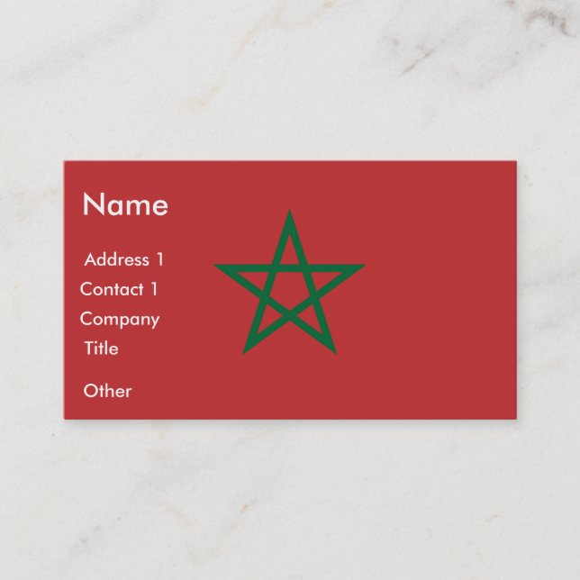 Business Card with Flag of Morocco (Front)