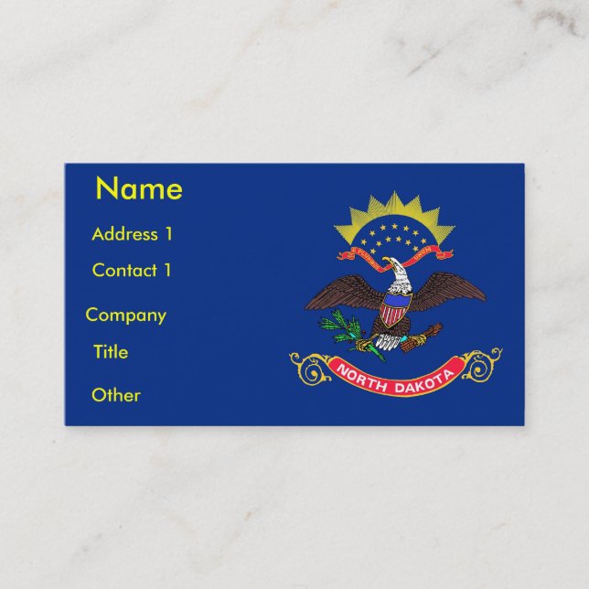 Business Card with Flag of North Dakota U.S.A. (Front)