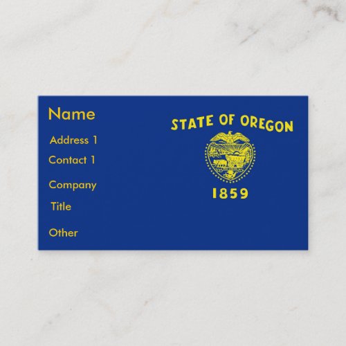 Business Card with Flag of Oregon USA