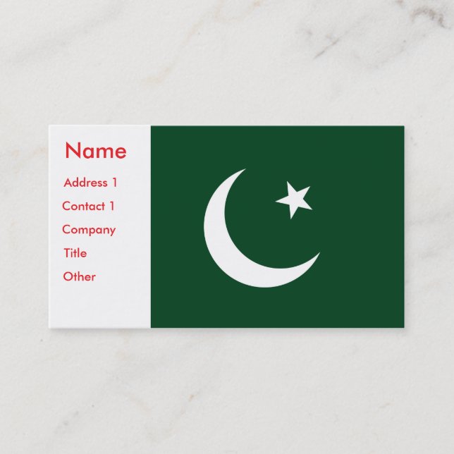 Business Card with Flag of Pakistan (Front)