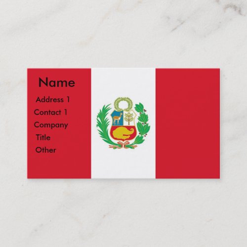 Business Card with Flag of Peru