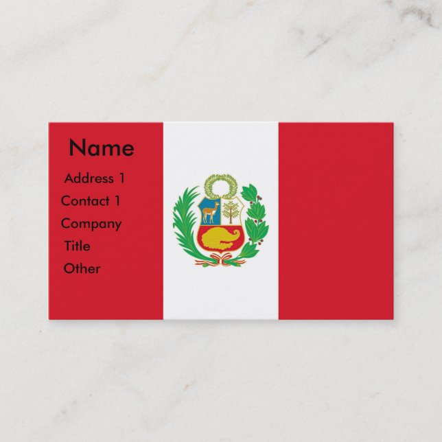 Business Card with Flag of Peru (Front)