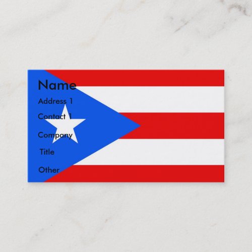 Business Card with Flag of Puerto Rico USA