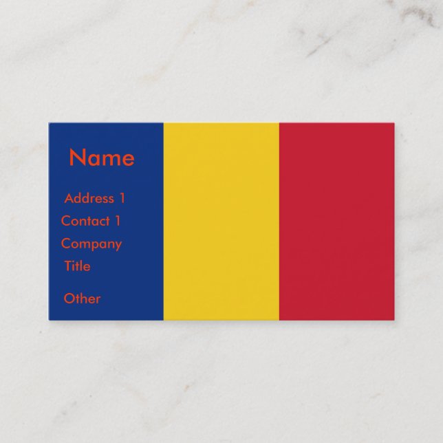 Business Card with Flag of Romania (Front)