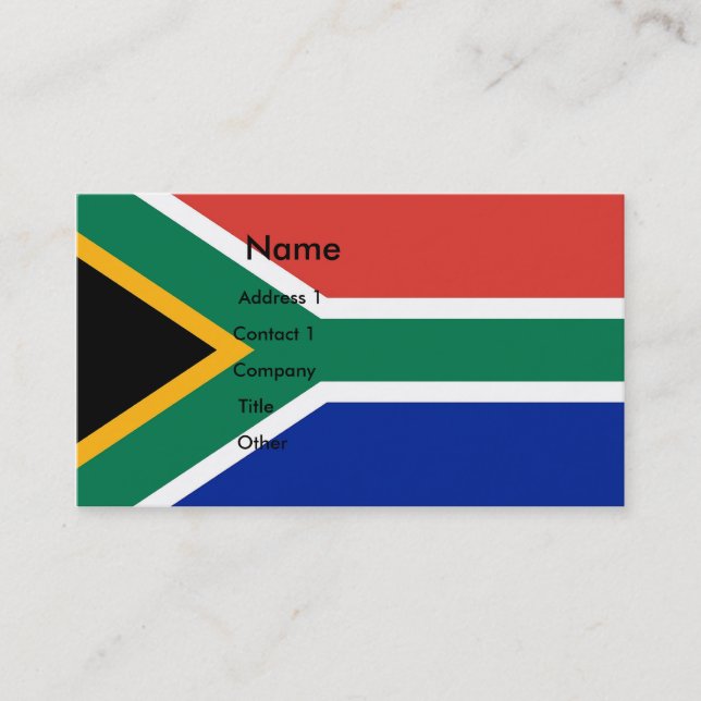 Business Card with Flag of South Africa (Front)