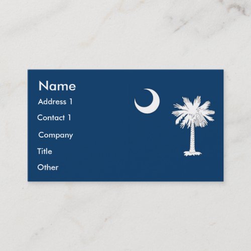 Business Card with Flag of South Carolina USA