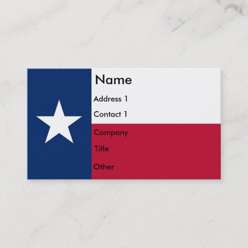 Business Card with Flag of Texas USA