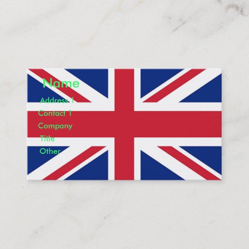 Business Card with Flag of United Kingdom