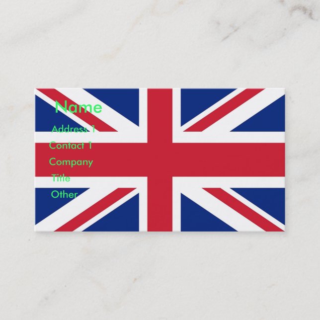 Business Card with Flag of United Kingdom (Front)