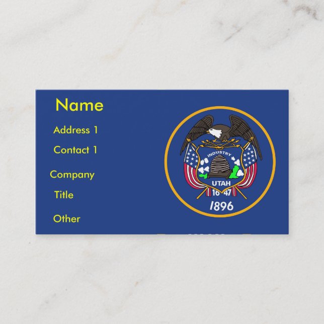 Business Card with Flag of Utah U.S.A. (Front)