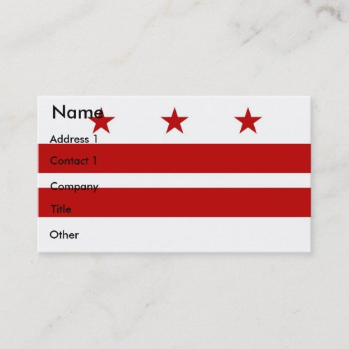 Business Card with Flag of Washington DC U.S.A.
