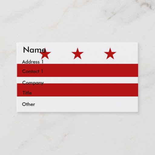 Customizable Business Card with Flag of Washington DC U.S.A.