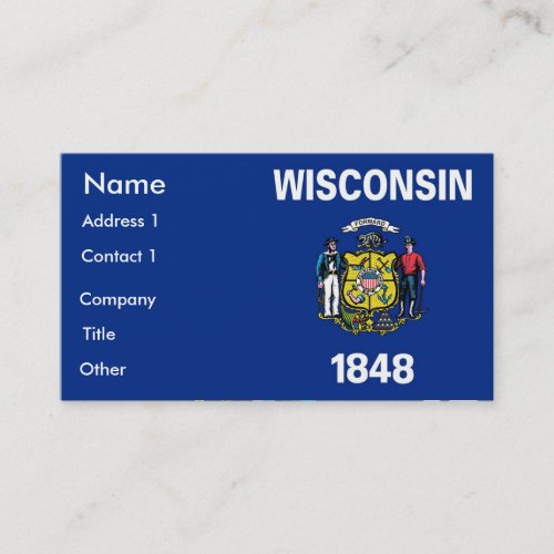 Business Card with Flag of Wisconsin USA