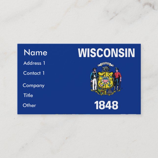 Business Card with Flag of Wisconsin U.S.A. (Front)
