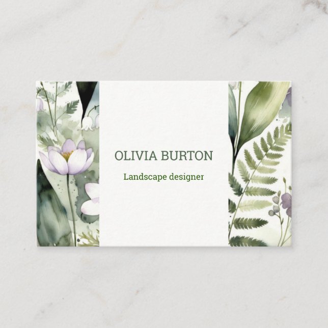 Business card with floral background and name (Front)