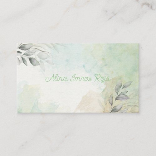 Business Card with Flowers and Watercolor 