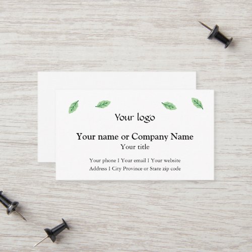 Business card with green leaves