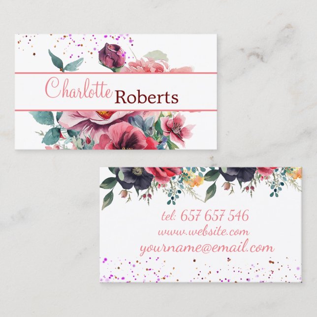 Business Card with paint flower (Front/Back)