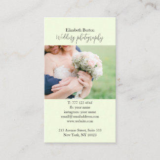 Business card with photo background.