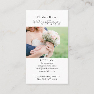 Business card with photo background.