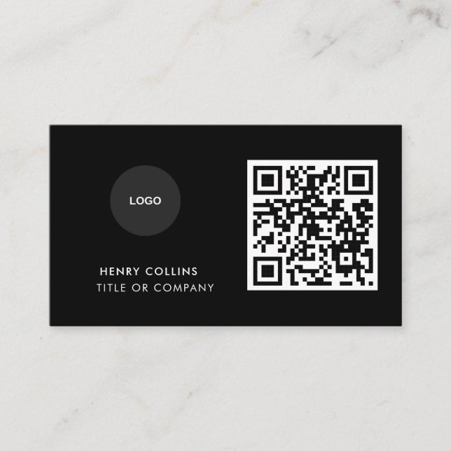 Business Card with QR Code | Black Modern Design (Front)