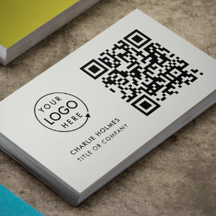Business Card with QR Code   Gray Modern Design