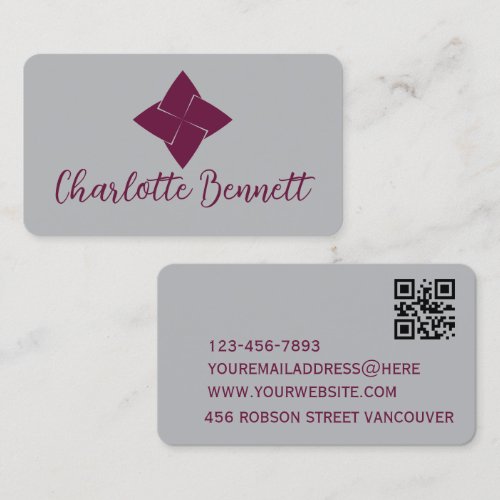 Business Card with QR Code | Grey Modern Design
