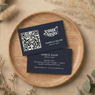 Business Card with QR Code   Modern Navy Design