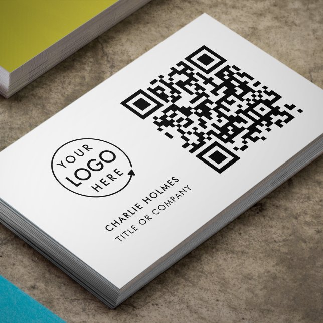 Business Card with QR Code | White Modern Design (White QR code business card by Guava, perfect for modern entrepreneurs and professionals)