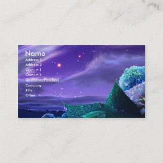 Business Card with Shades of Blue and Flowers