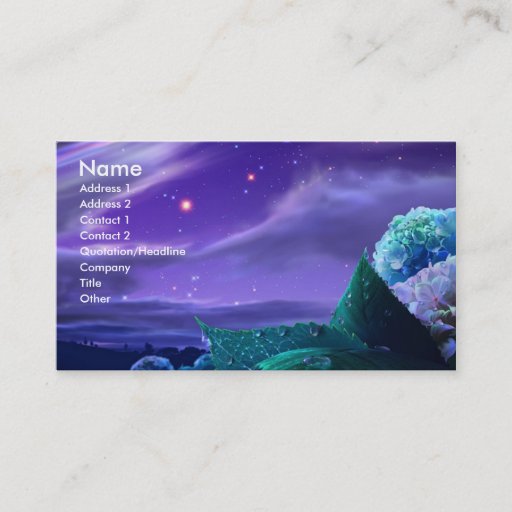 Customizable Business Card with Shades of Blue and Flowers
