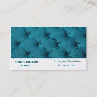 Business Card with teal blue capitone