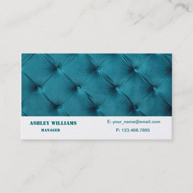 Business Card with teal blue capitone (Front)