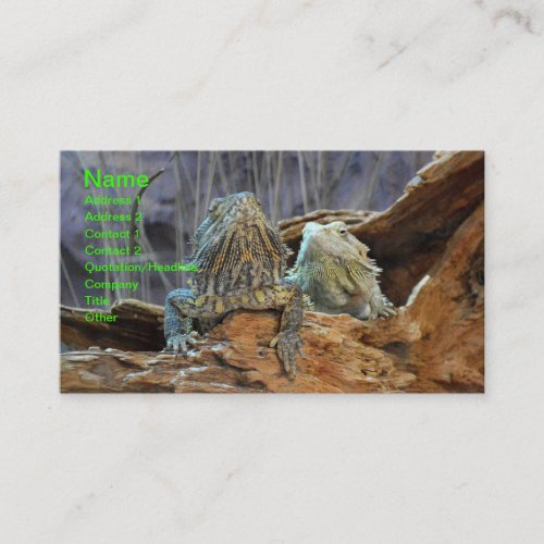 Business Card with two curious lizards