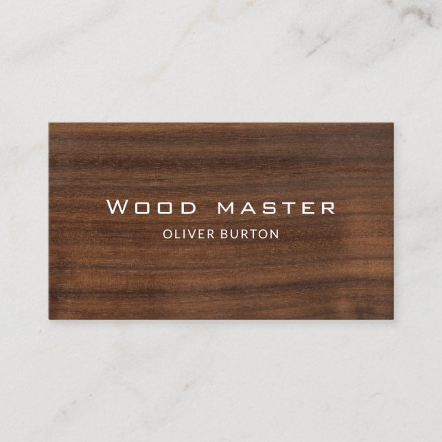 Business card with wood texture. (Front)