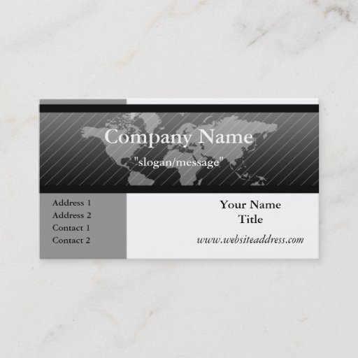 Customizable Business Card :: World Map B/G/W D4