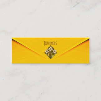 Business Card Yellow Art Deco Gold Jewel Skinny