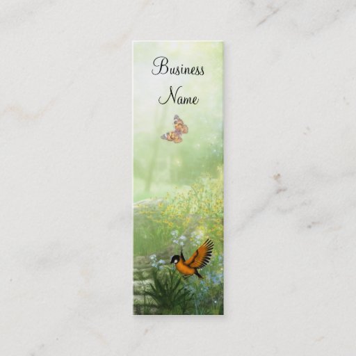 Customizable Business Card Yellow Flowers Birds Skinny