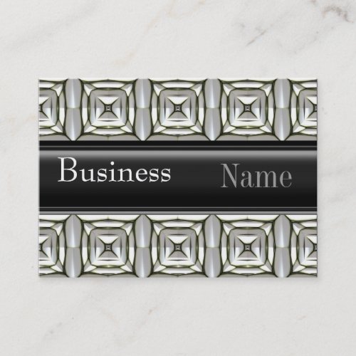 Business Card Zizzago Black White Metal Embossed
