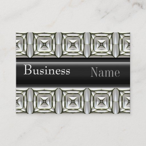 Customizable Business Card Zizzago Black White Metal Embossed