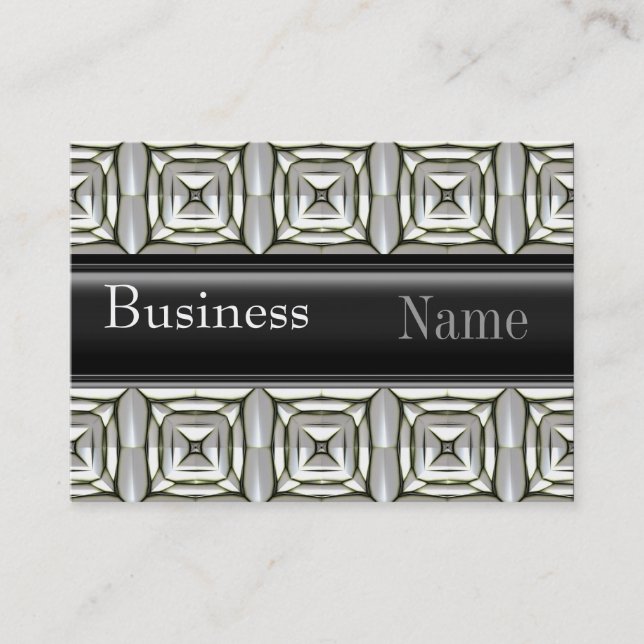 Business Card Zizzago Black White Metal Embossed (Front)