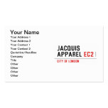 jacquis apparel  Business Cards